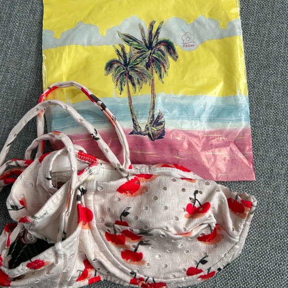 Farm Rio Pitanga Cherry Bikini Top Size M - Picture 5 of 11